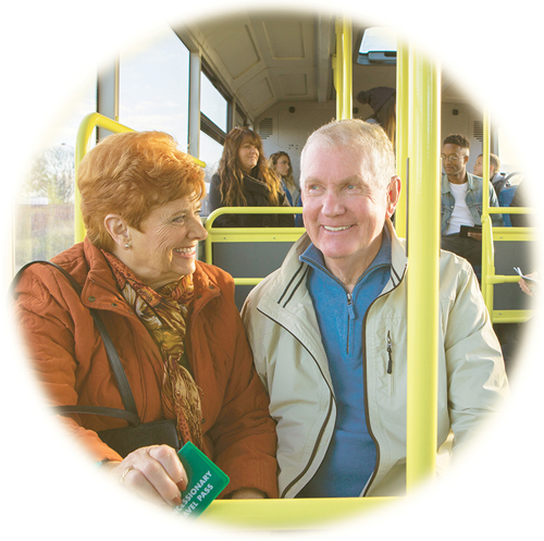 People using public transportation